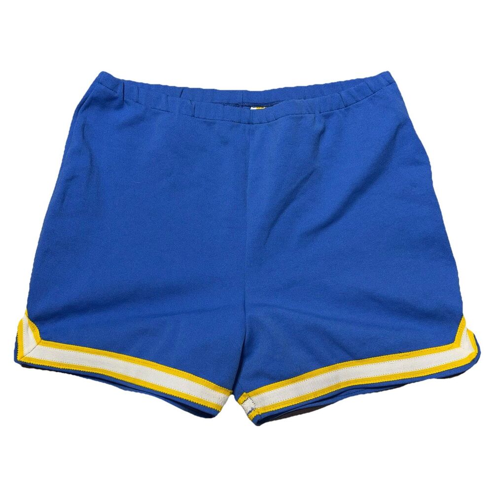 Vintage Blue Gold/White Striped Gym Shorts 70s Russell Athletic Size 16 L/XL